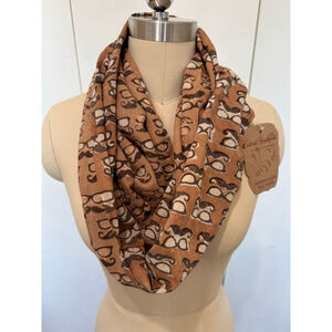 Women's Global Girlfriend Brown Tan Mustache Print Infinity Scarf One Size